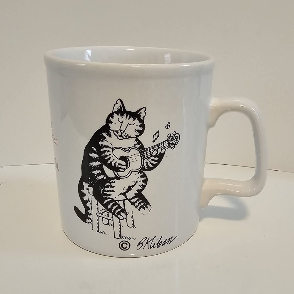 Vintage B Kliban singing cat mug